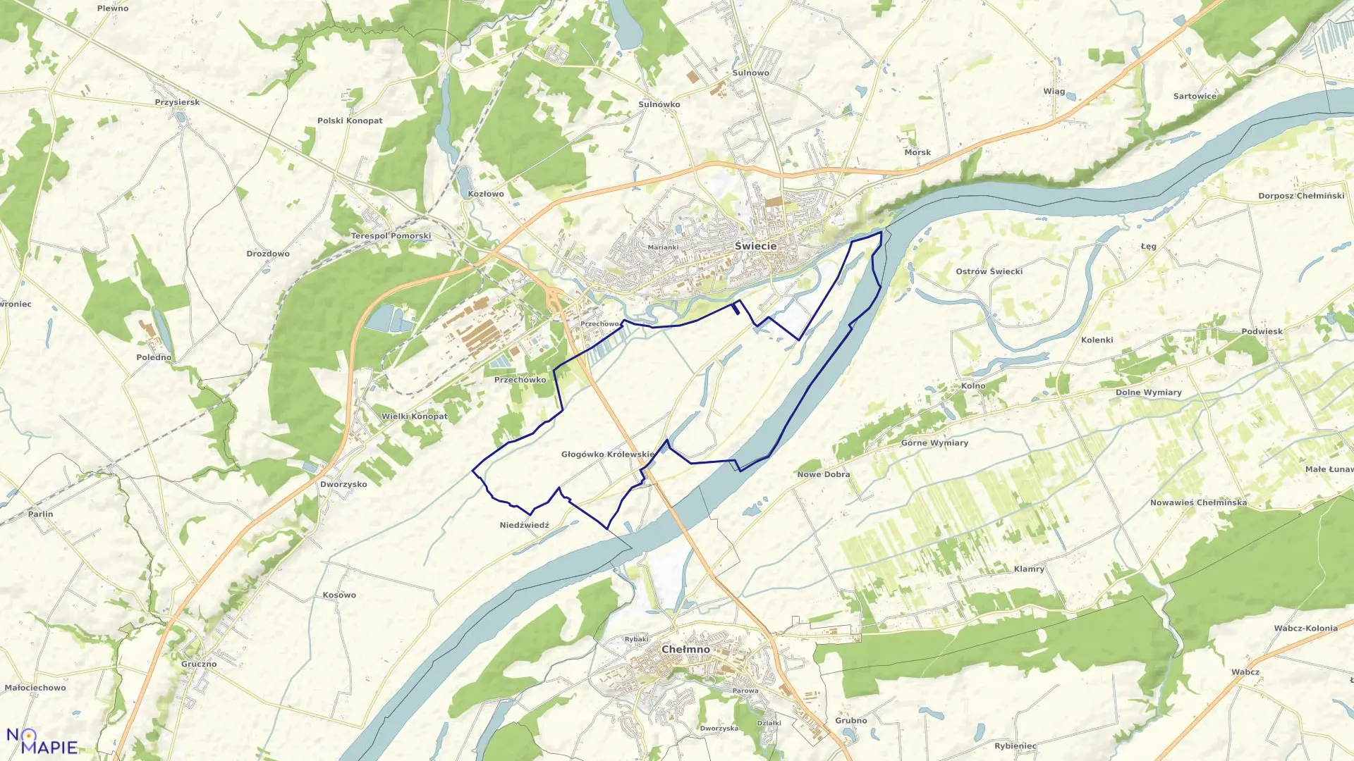 Mapa obrębu Głogówko Królewskie w gminie Świecie