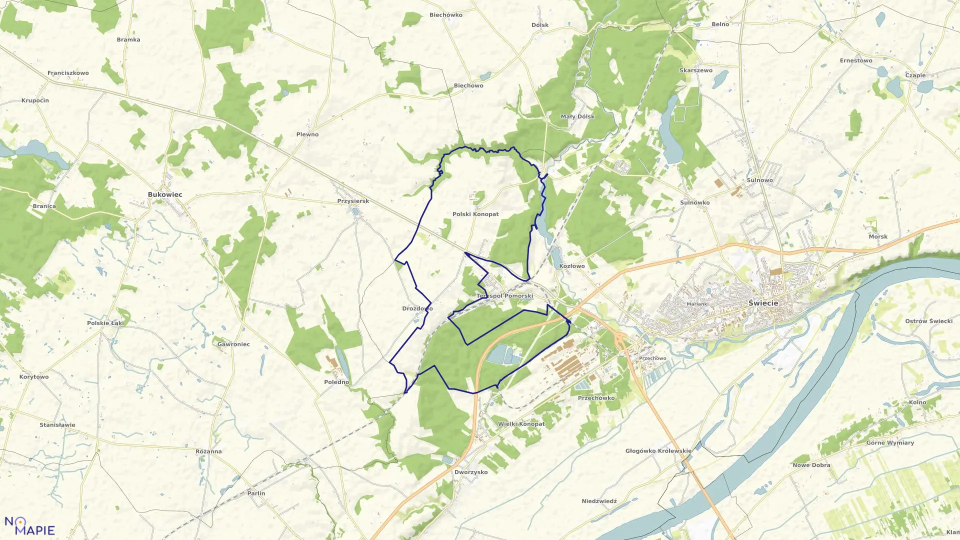 Mapa obrębu Polski Konopat w gminie Świecie