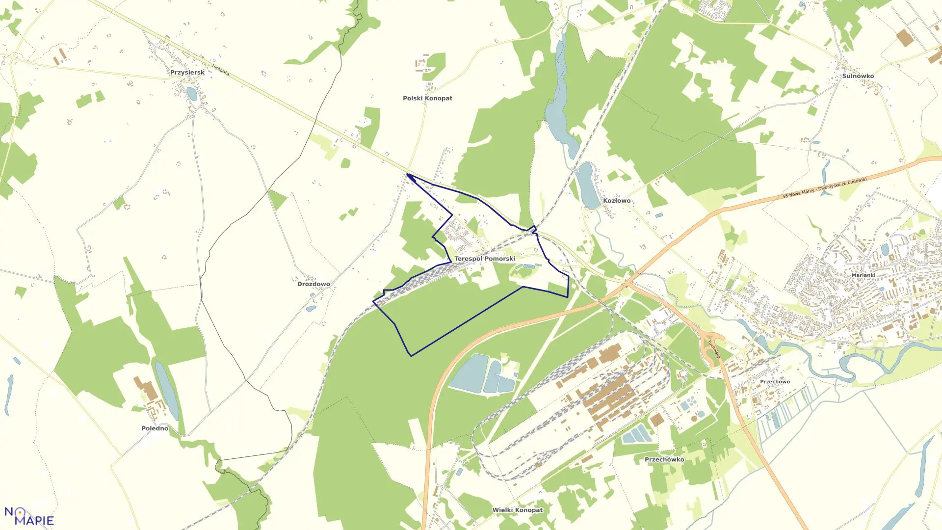 Mapa obrębu Terespol Pomorski w gminie Świecie